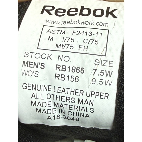 Reebok Men's Composite Toe Electrical Hazard Work Shoes Black Size 7.5W - Picture 12 of 12